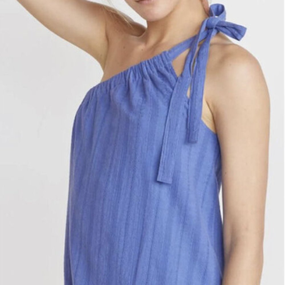 NEW Marine Layer XS Cassia Dress - Marlin One Shoulder Lined Blue 100% Cotton - Picture 2 of 13